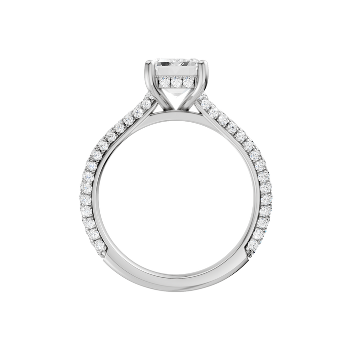 Hidden Halo Pave Engagement Ring (Emerald) in 14K White Gold – Silvadi Jewelry Aurora CO