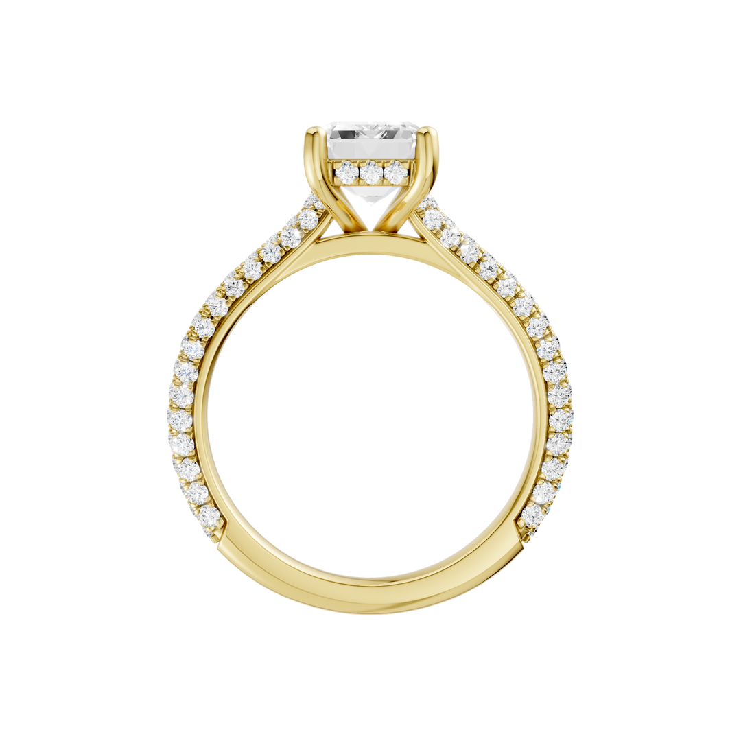 Hidden Halo Pave Engagement Ring (Emerald) in 14K Yellow Gold – Silvadi Jewelry Aurora CO