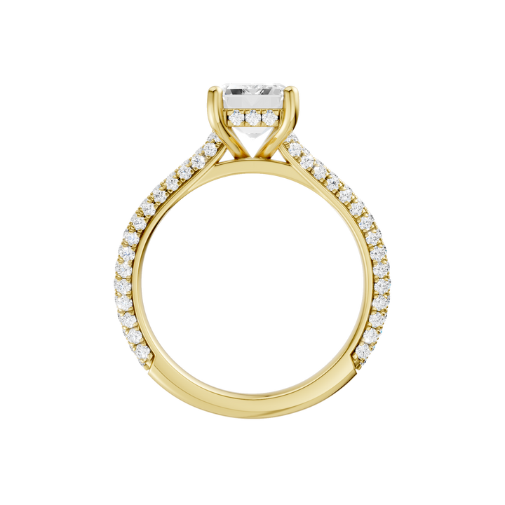 Hidden Halo Pave Engagement Ring (Emerald) in 14K Yellow Gold – Silvadi Jewelry Aurora CO