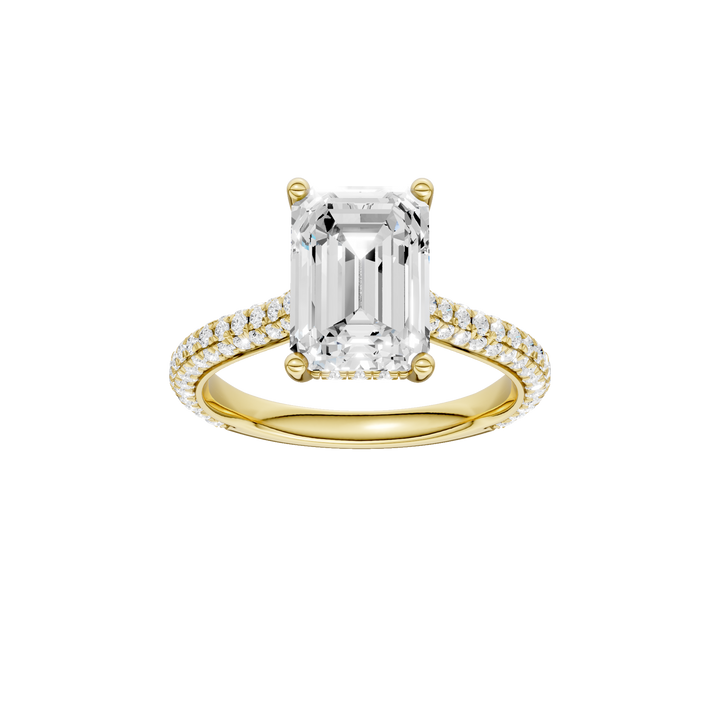 Hidden Halo Pave Engagement Ring (Emerald) in 14K Yellow Gold – Silvadi Jewelry Aurora CO