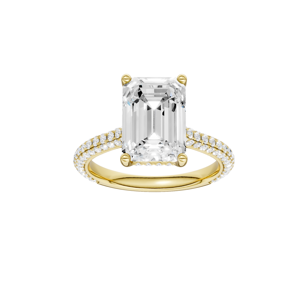 Hidden Halo Pave Engagement Ring (Emerald) in 14K Yellow Gold – Silvadi Jewelry Aurora CO