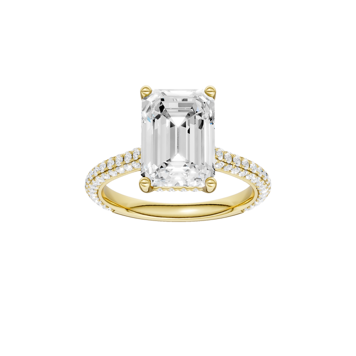Hidden Halo Pave Engagement Ring (Emerald) in 14K Yellow Gold – Silvadi Jewelry Aurora CO