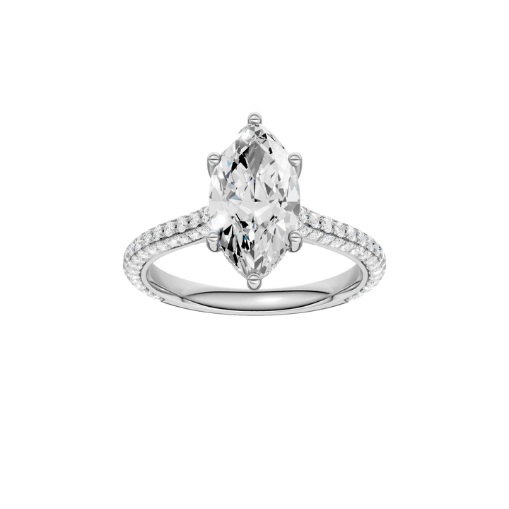Hidden Halo Pave Engagement Ring (Marquise) in 14K White Gold – Silvadi Jewelry Aurora CO