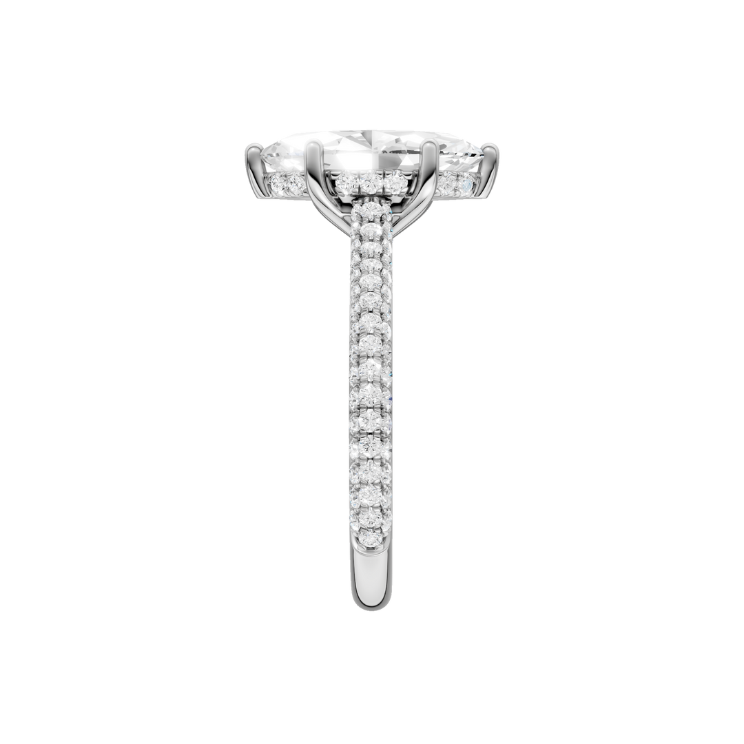 Hidden Halo Pave Engagement Ring (Marquise) in 14K White Gold – Silvadi Jewelry Aurora CO