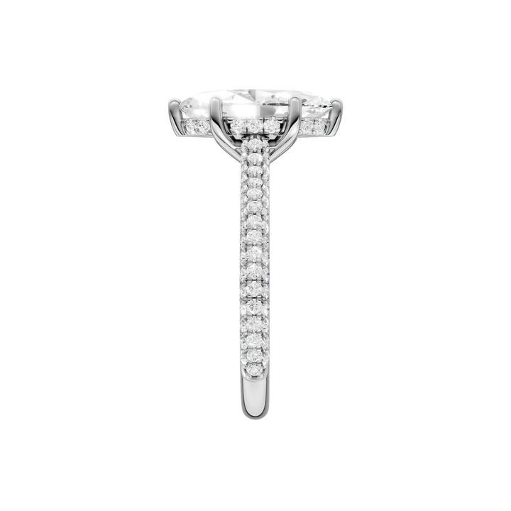 Hidden Halo Pave Engagement Ring (Marquise) in 14K White Gold – Silvadi Jewelry Aurora CO