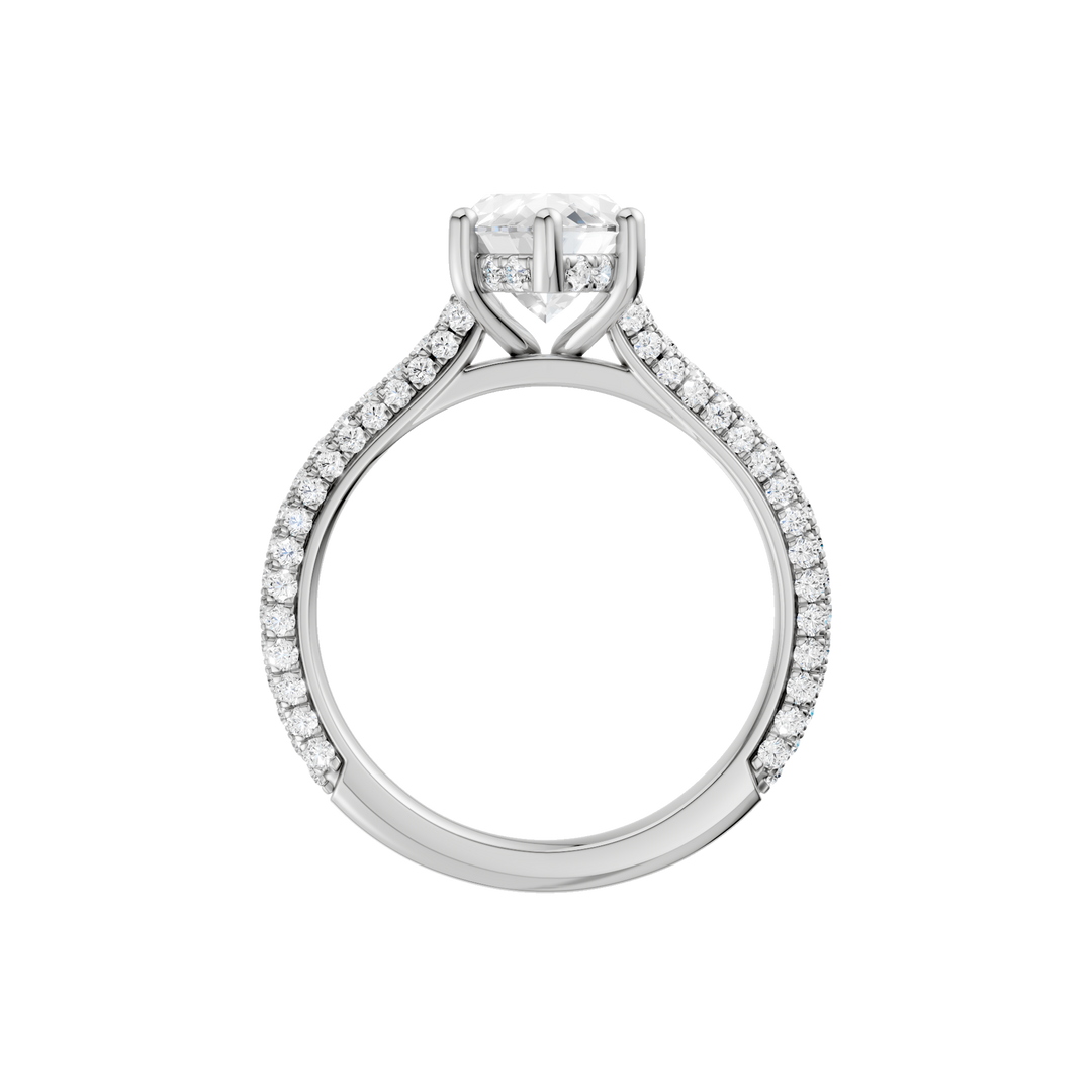 Hidden Halo Pave Engagement Ring (Marquise) in 14K White Gold – Silvadi Jewelry Aurora CO