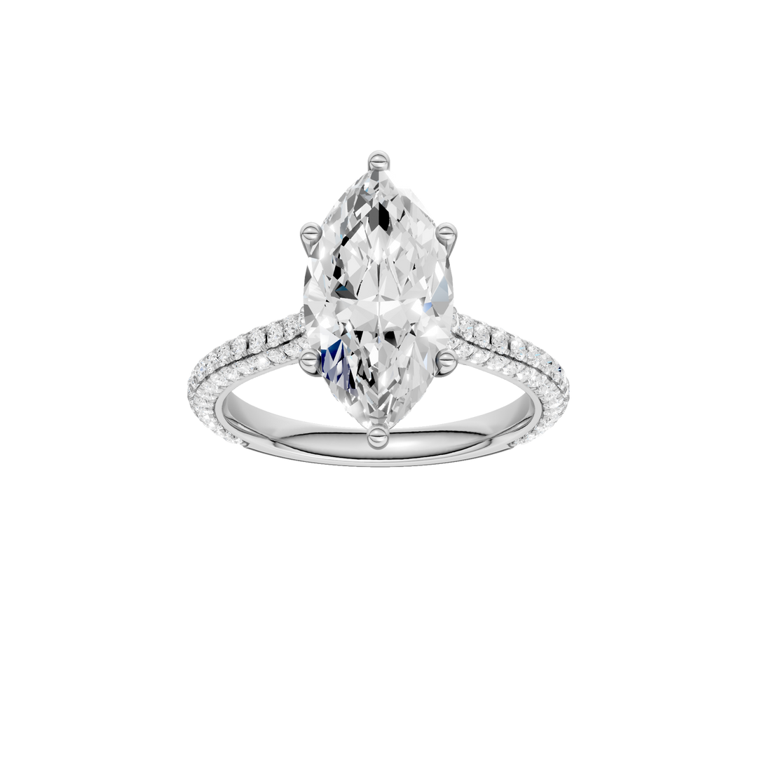 Hidden Halo Pave Engagement Ring (Marquise) in 14K White Gold – Silvadi Jewelry Aurora CO