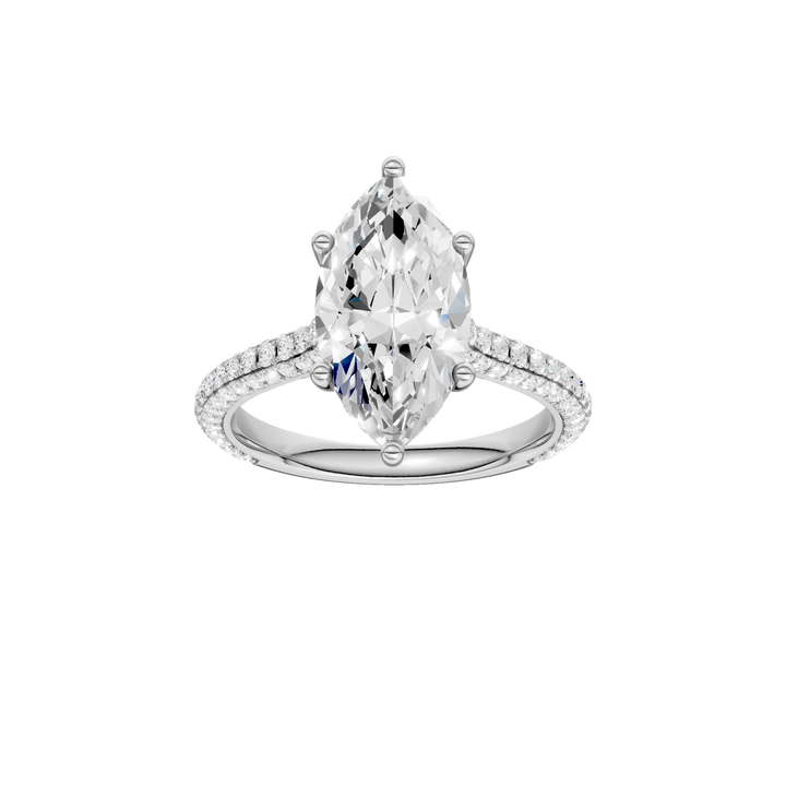 Hidden Halo Pave Engagement Ring (Marquise) in 14K White Gold – Silvadi Jewelry Aurora CO