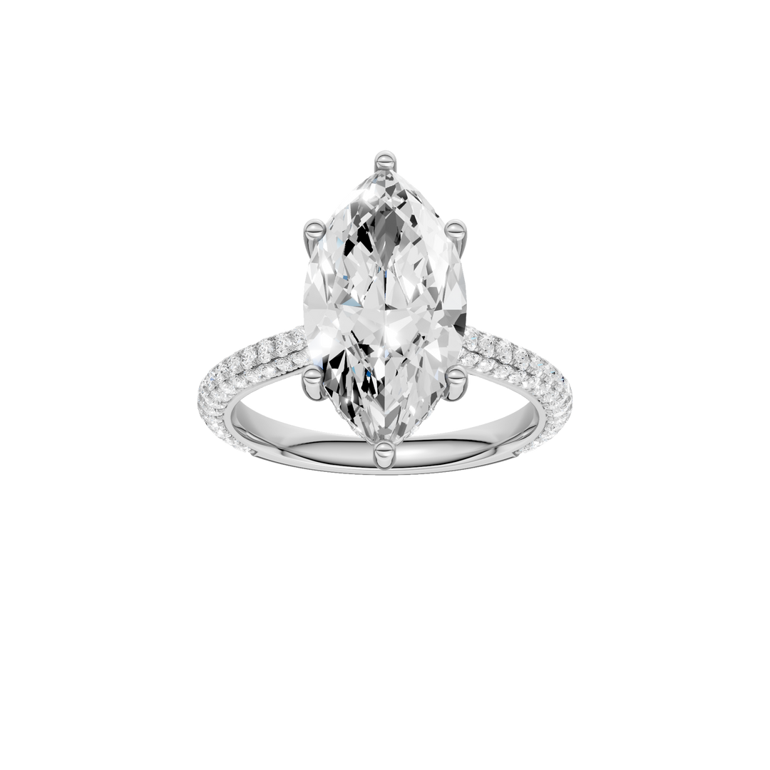 Hidden Halo Pave Engagement Ring (Marquise) in 14K White Gold – Silvadi Jewelry Aurora CO