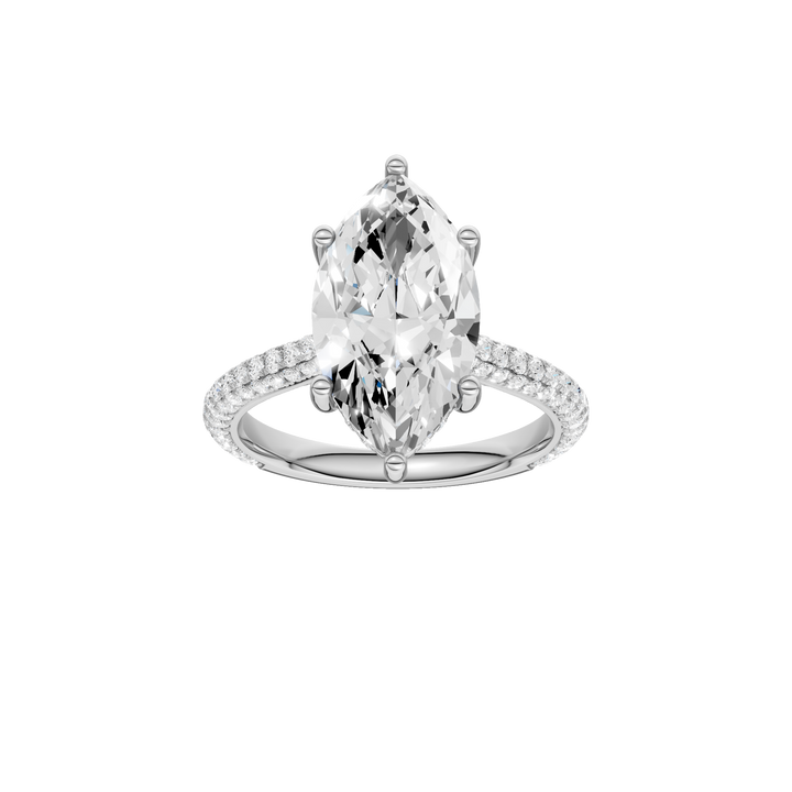 Hidden Halo Pave Engagement Ring (Marquise) in 14K White Gold – Silvadi Jewelry Aurora CO