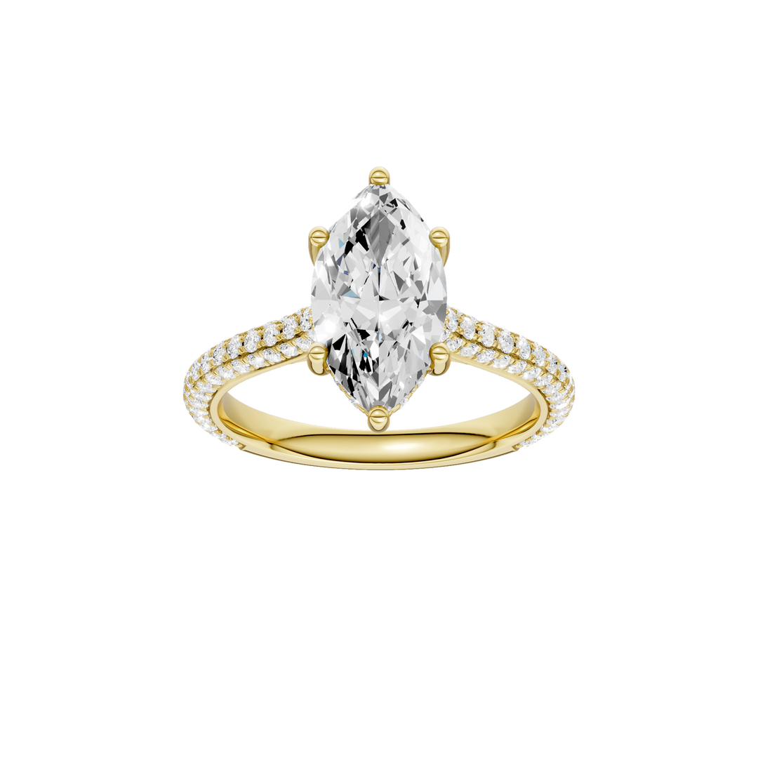 Hidden Halo Pave Engagement Ring (Marquise) in 14K Yellow Gold – Silvadi Jewelry Aurora CO