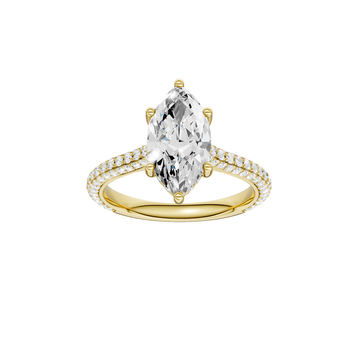Hidden Halo Pave Engagement Ring (Marquise) in 14K Yellow Gold – Silvadi Jewelry Aurora CO