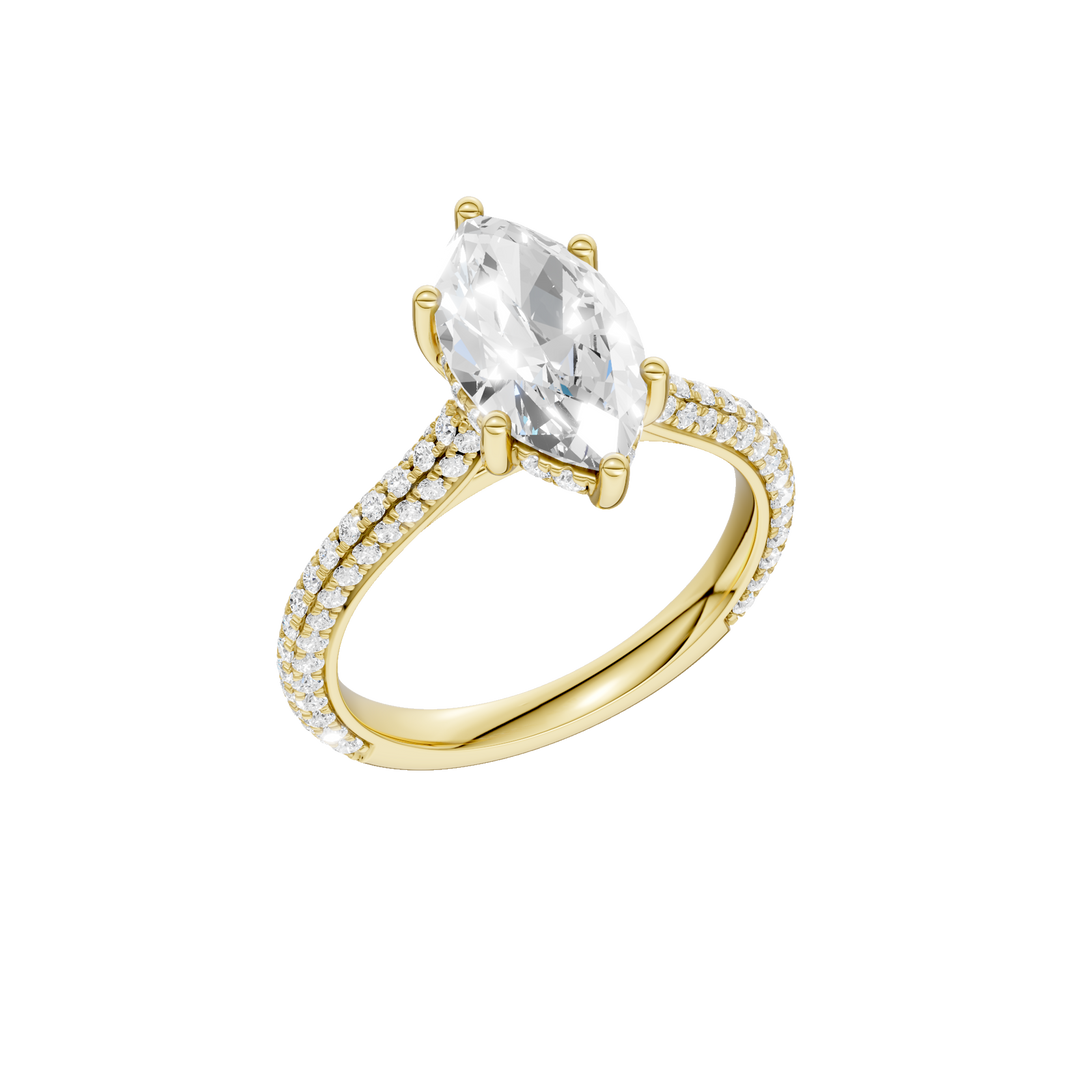 Hidden Halo Pave Engagement Ring (Marquise) in 14K Yellow Gold – Silvadi Jewelry Aurora CO