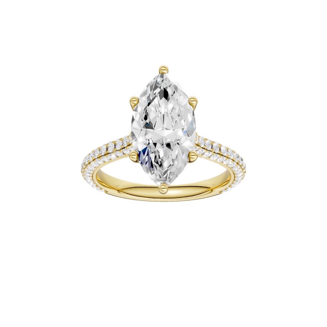 Hidden Halo Pave Engagement Ring (Marquise) in 14K Yellow Gold – Silvadi Jewelry Aurora CO