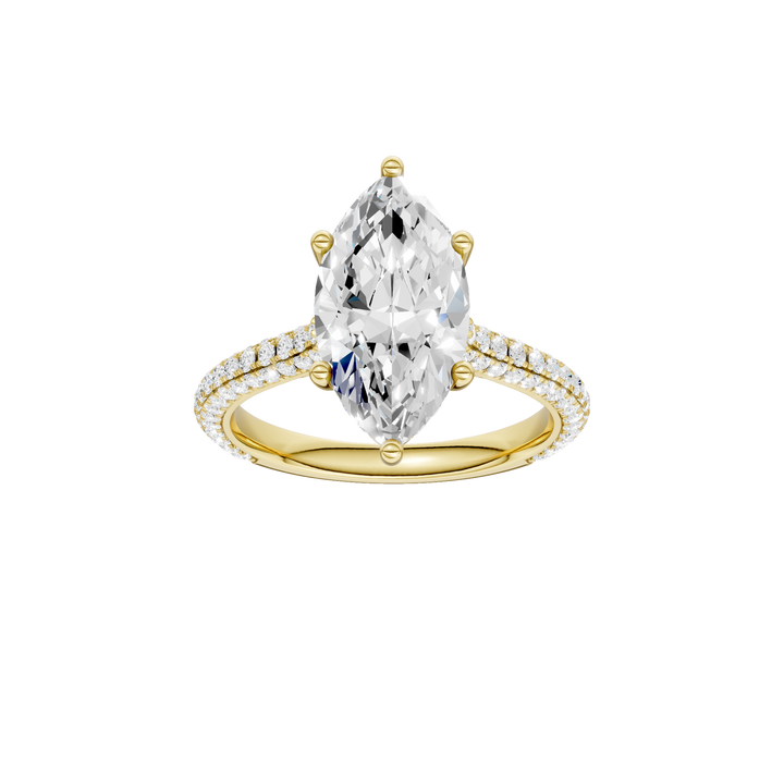 Hidden Halo Pave Engagement Ring (Marquise) in 14K Yellow Gold – Silvadi Jewelry Aurora CO
