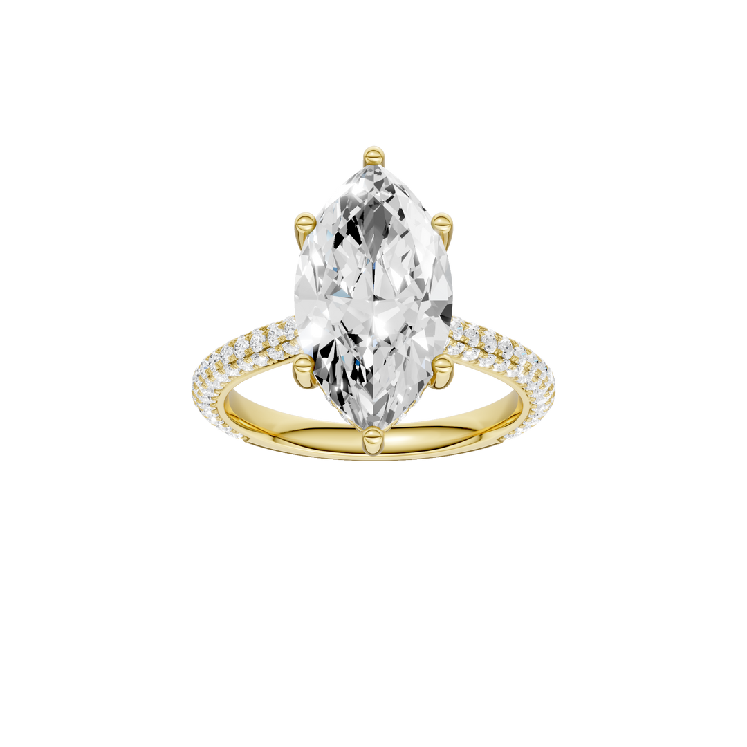 Hidden Halo Pave Engagement Ring (Marquise) in 14K Yellow Gold – Silvadi Jewelry Aurora CO