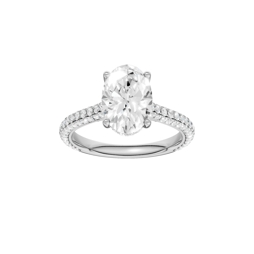 Hidden Halo Pave Engagement Ring (Oval) in 14K White Gold – Silvadi Jewelry Aurora CO