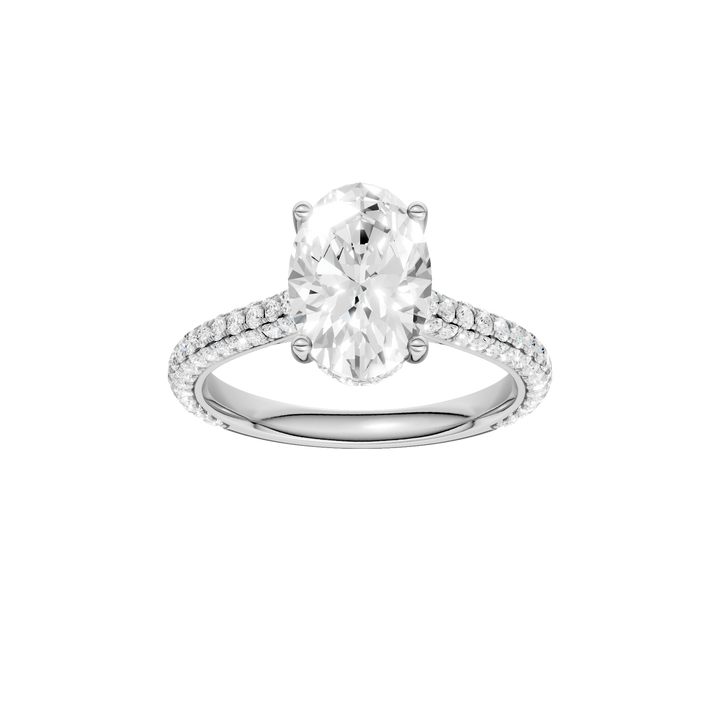 Hidden Halo Pave Engagement Ring (Oval) in 14K White Gold – Silvadi Jewelry Aurora CO