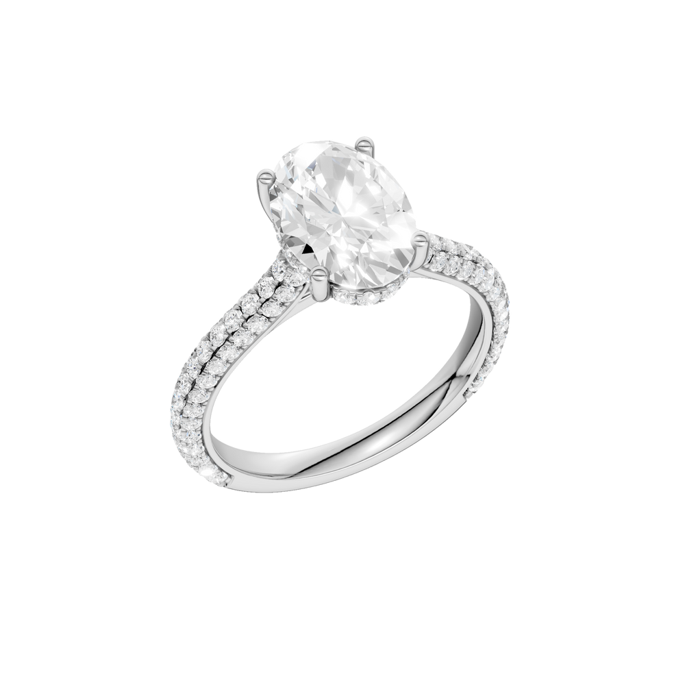 Hidden Halo Pave Engagement Ring (Oval) in 14K White Gold – Silvadi Jewelry Aurora CO
