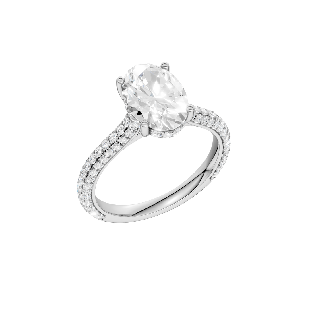 Hidden Halo Pave Engagement Ring (Oval) in 14K White Gold – Silvadi Jewelry Aurora CO