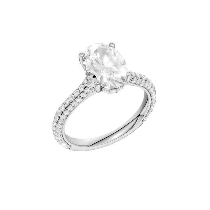 Hidden Halo Pave Engagement Ring (Oval) in 14K White Gold – Silvadi Jewelry Aurora CO