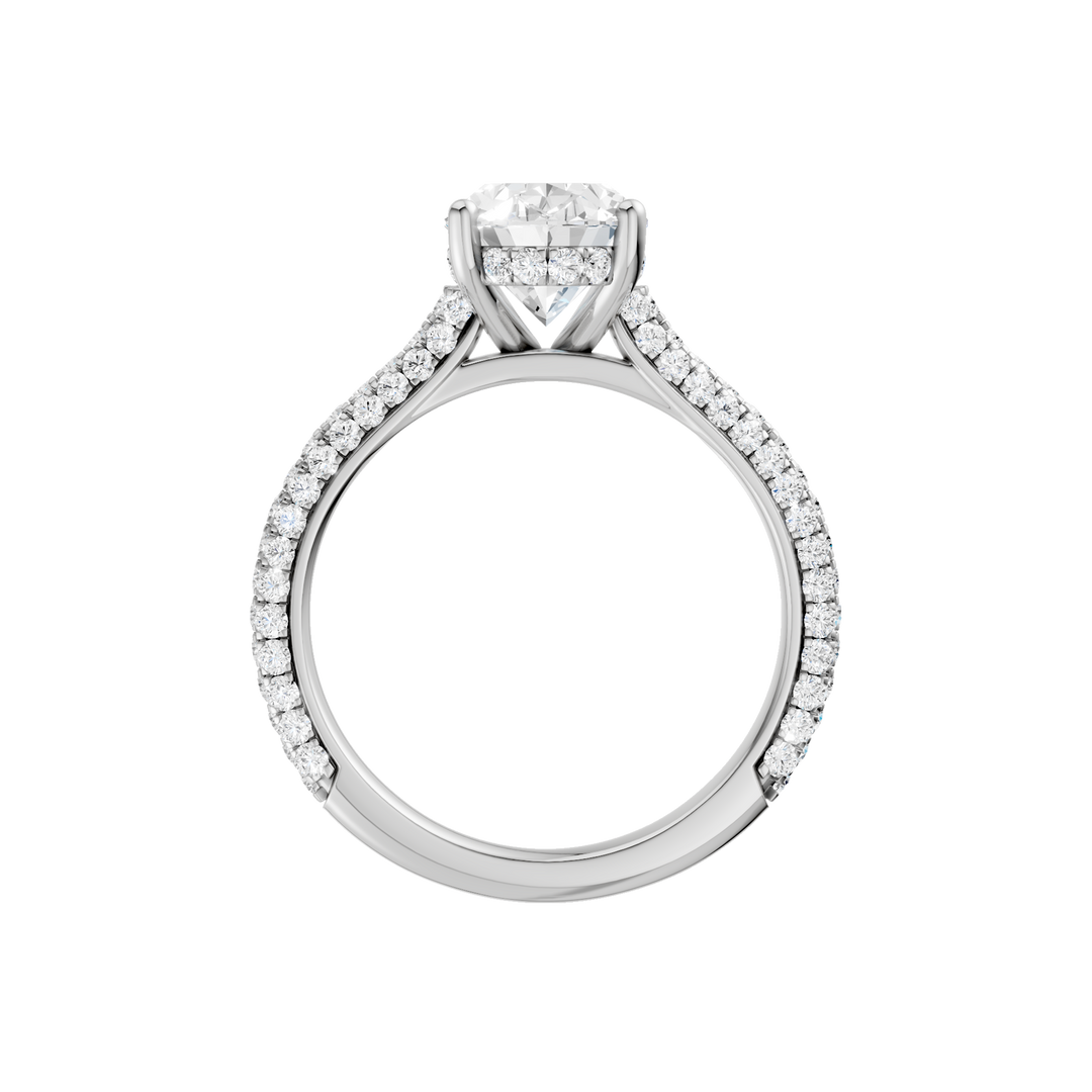 Hidden Halo Pave Engagement Ring (Oval) in 14K White Gold – Silvadi Jewelry Aurora CO