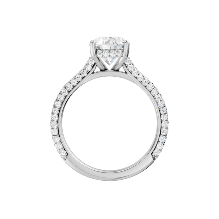 Hidden Halo Pave Engagement Ring (Oval) in 14K White Gold – Silvadi Jewelry Aurora CO
