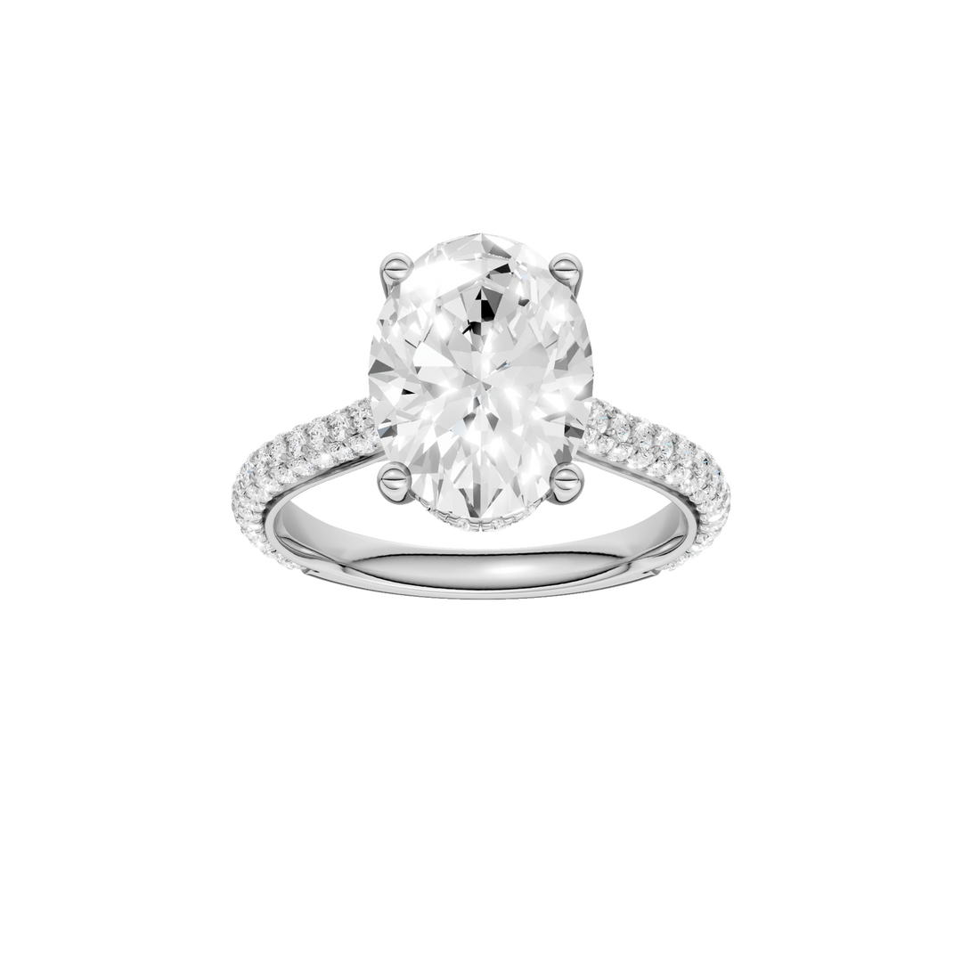 Hidden Halo Pave Engagement Ring (Oval) in 14K White Gold – Silvadi Jewelry Aurora CO