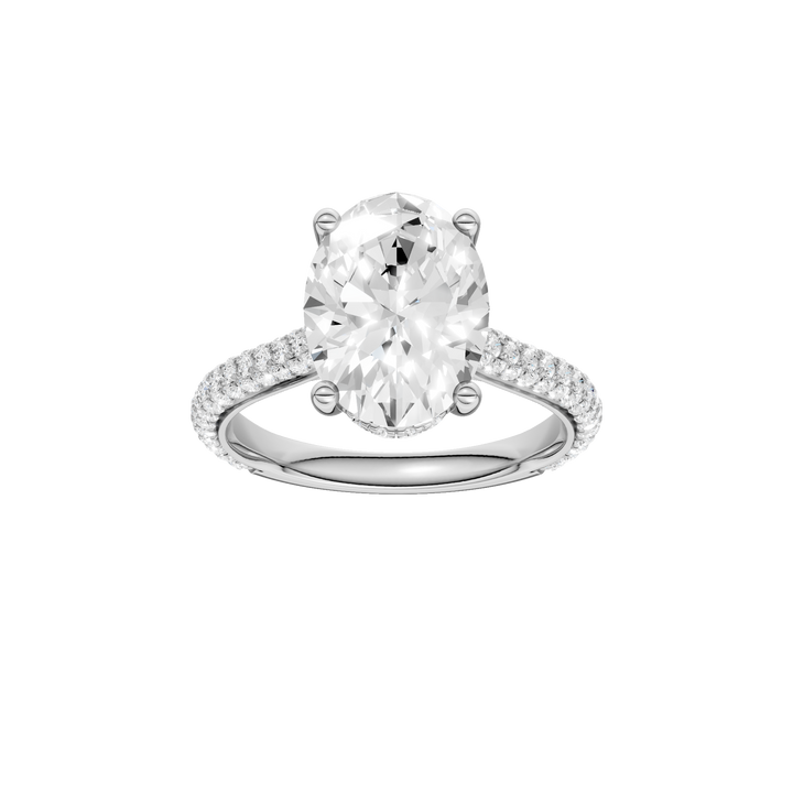 Hidden Halo Pave Engagement Ring (Oval) in 14K White Gold – Silvadi Jewelry Aurora CO