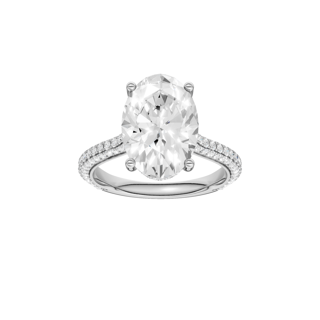 Hidden Halo Pave Engagement Ring (Oval) in 14K White Gold – Silvadi Jewelry Aurora CO