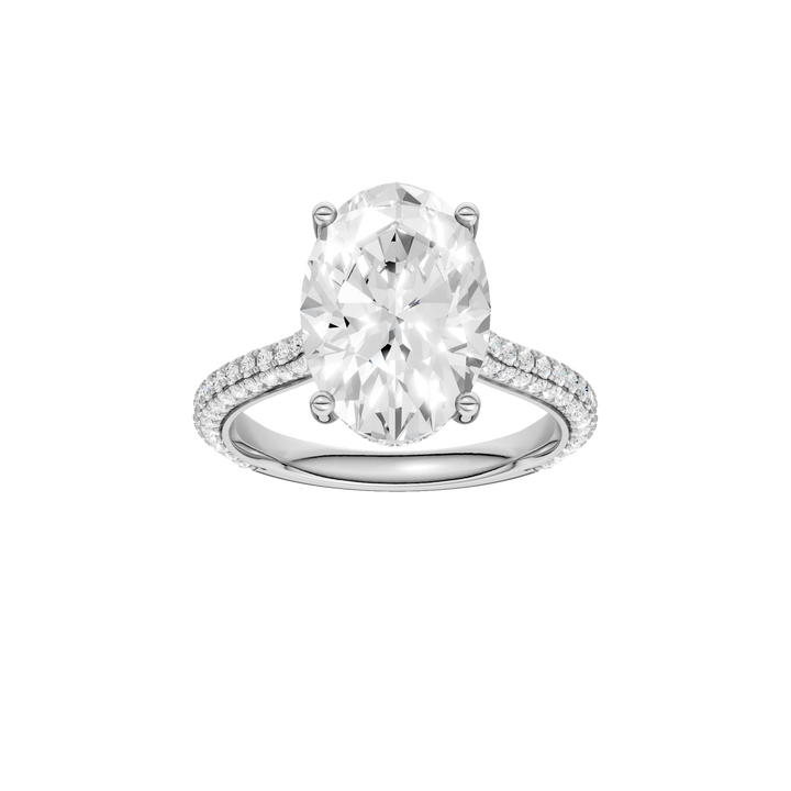 Hidden Halo Pave Engagement Ring (Oval) in 14K White Gold – Silvadi Jewelry Aurora CO