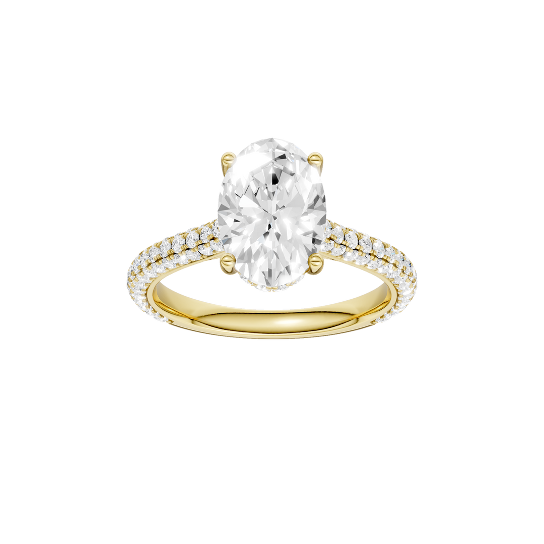 Hidden Halo Pave Engagement Ring (Oval) in 14K Yellow Gold – Silvadi Jewelry Aurora CO