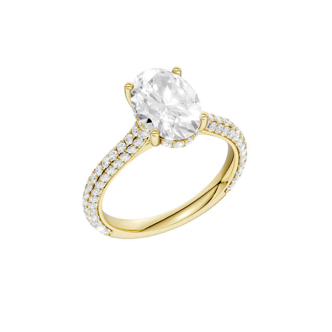 Hidden Halo Pave Engagement Ring (Oval) in 14K Yellow Gold – Silvadi Jewelry Aurora CO