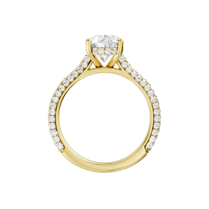 Hidden Halo Pave Engagement Ring (Oval) in 14K Yellow Gold – Silvadi Jewelry Aurora CO