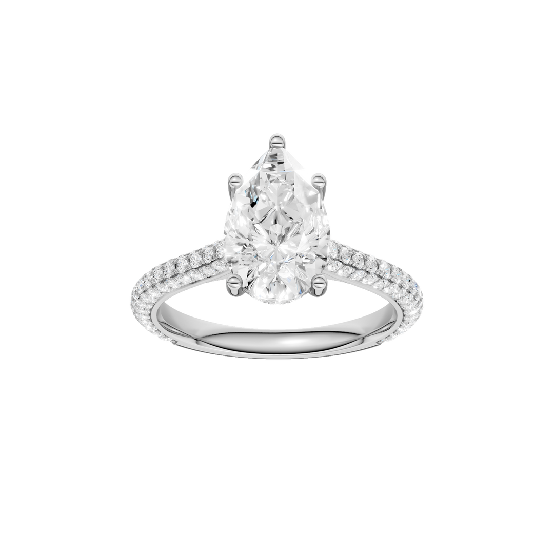 Hidden Halo Pave Engagement Ring (Pear) in 14K White Gold – Silvadi Jewelry Aurora CO