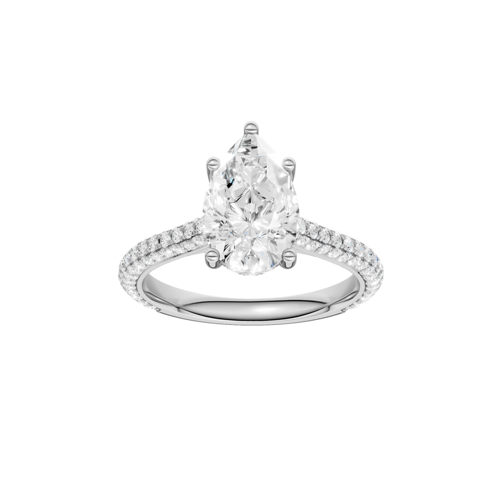 Hidden Halo Pave Engagement Ring (Pear) in 14K White Gold – Silvadi Jewelry Aurora CO