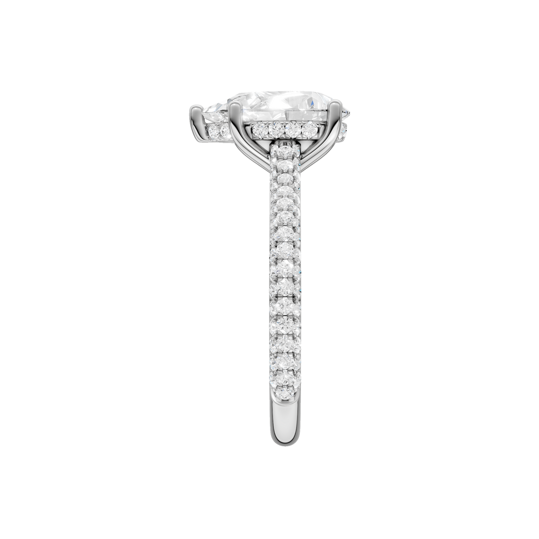 Hidden Halo Pave Engagement Ring (Pear) in 14K White Gold – Silvadi Jewelry Aurora CO