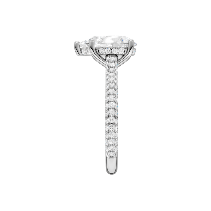 Hidden Halo Pave Engagement Ring (Pear) in 14K White Gold – Silvadi Jewelry Aurora CO