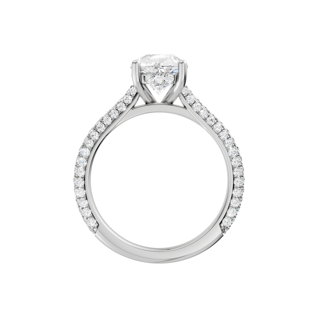 Hidden Halo Pave Engagement Ring (Pear) in 14K White Gold – Silvadi Jewelry Aurora CO
