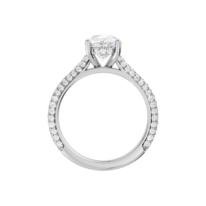 Hidden Halo Pave Engagement Ring (Pear) in 14K White Gold – Silvadi Jewelry Aurora CO