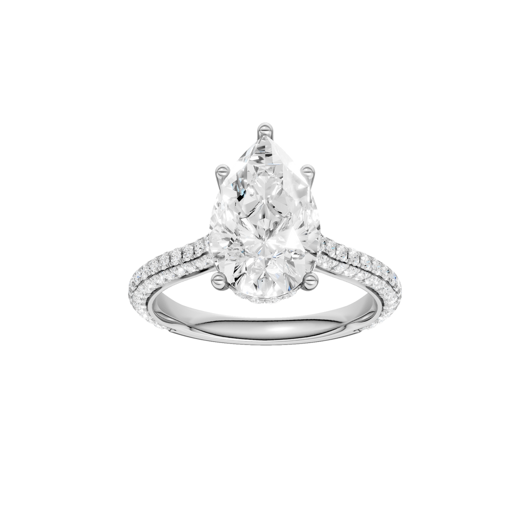 Hidden Halo Pave Engagement Ring (Pear) in 14K White Gold – Silvadi Jewelry Aurora CO