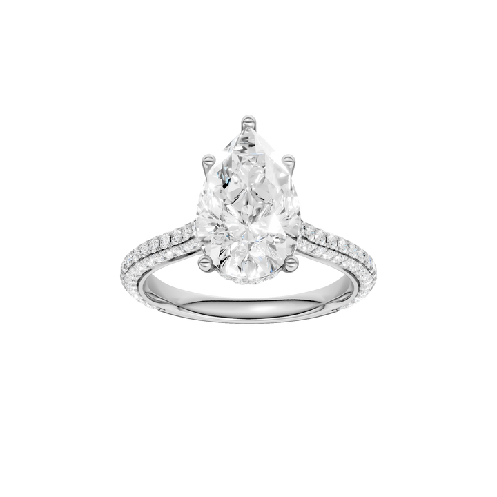 Hidden Halo Pave Engagement Ring (Pear) in 14K White Gold – Silvadi Jewelry Aurora CO