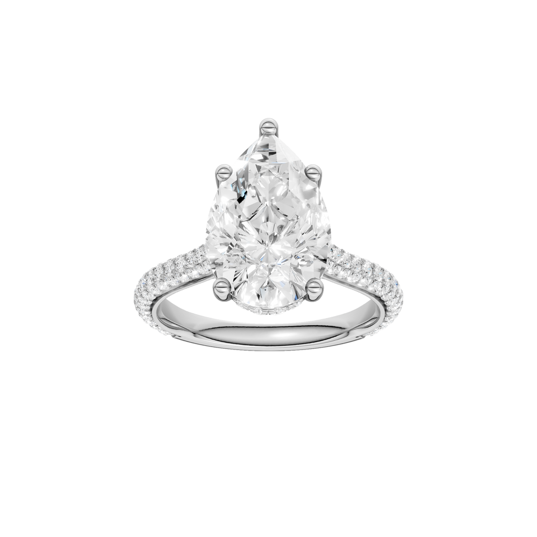 Hidden Halo Pave Engagement Ring (Pear) in 14K White Gold – Silvadi Jewelry Aurora CO