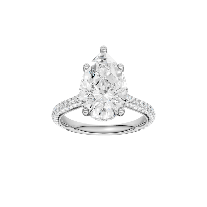 Hidden Halo Pave Engagement Ring (Pear) in 14K White Gold – Silvadi Jewelry Aurora CO