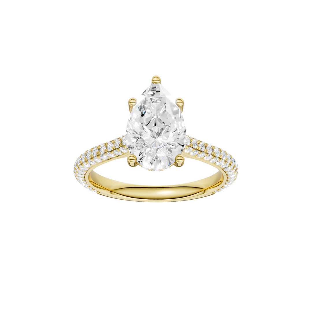 Hidden Halo Pave Engagement Ring (Pear) in 14K Yellow Gold – Silvadi Jewelry Aurora CO