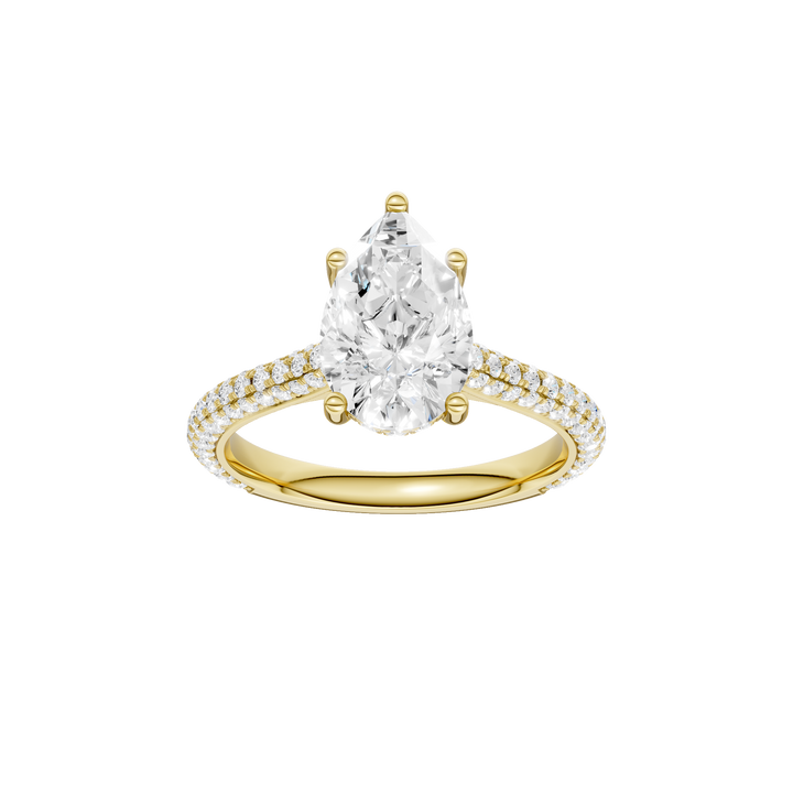 Hidden Halo Pave Engagement Ring (Pear) in 14K Yellow Gold – Silvadi Jewelry Aurora CO