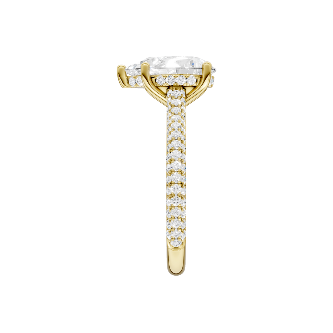 Hidden Halo Pave Engagement Ring (Pear) in 14K Yellow Gold – Silvadi Jewelry Aurora CO