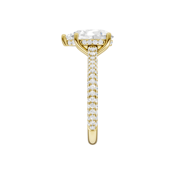 Hidden Halo Pave Engagement Ring (Pear) in 14K Yellow Gold – Silvadi Jewelry Aurora CO