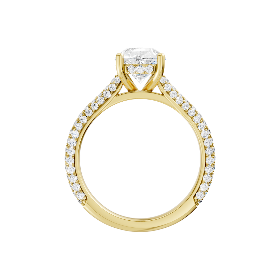 Hidden Halo Pave Engagement Ring (Pear) in 14K Yellow Gold – Silvadi Jewelry Aurora CO