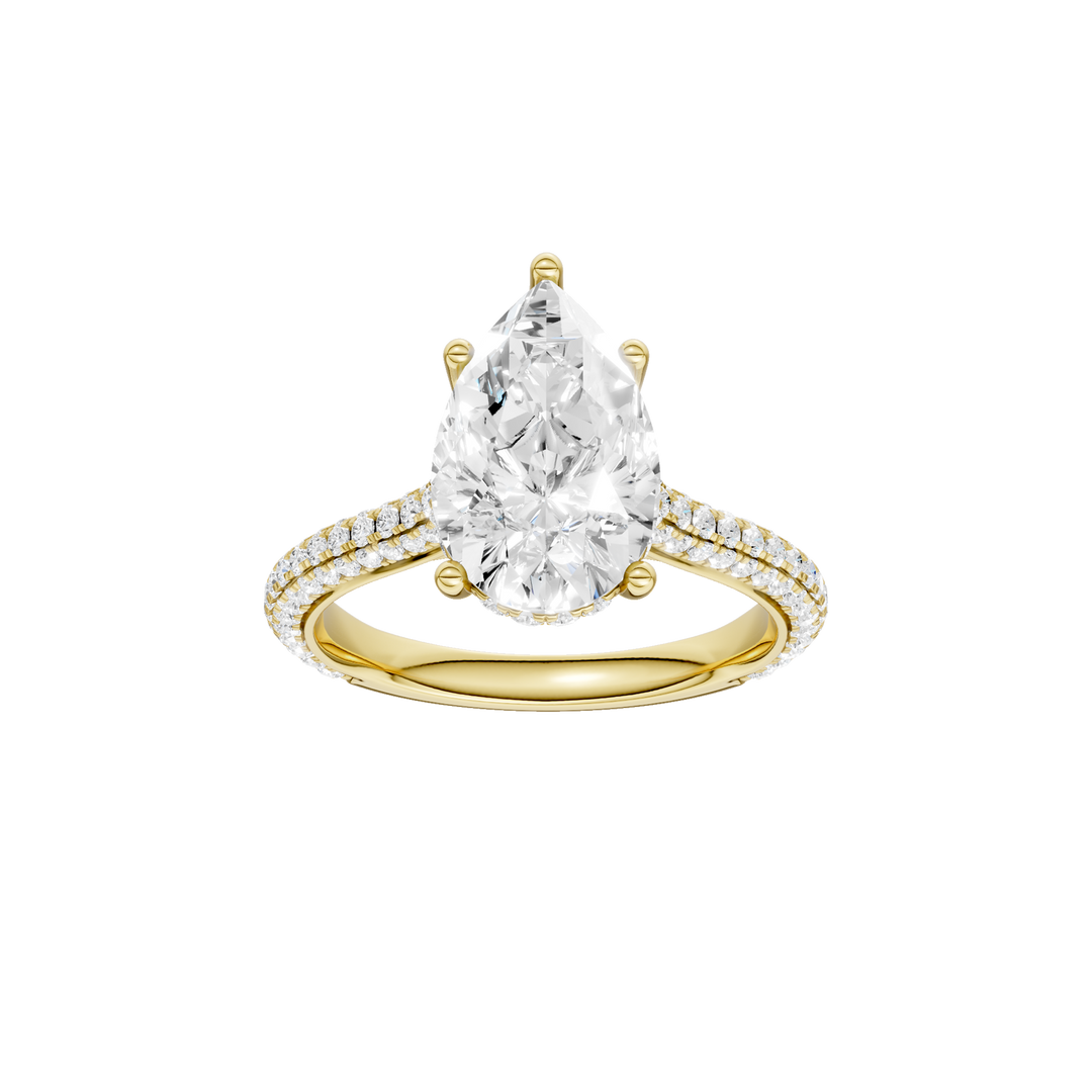 Hidden Halo Pave Engagement Ring (Pear) in 14K Yellow Gold – Silvadi Jewelry Aurora CO